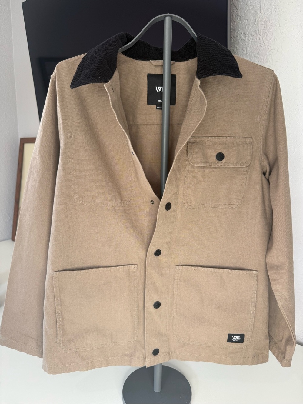 Vans Men's Tan Canvas Chore Jacket with Black Corduroy Collar